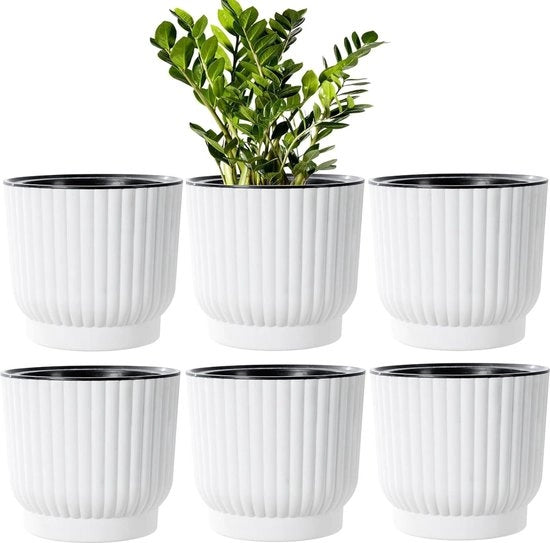 Vaso di plastica autosufficiente 15 cm con sistema di irrigazione per piante da appartamento - bianco
