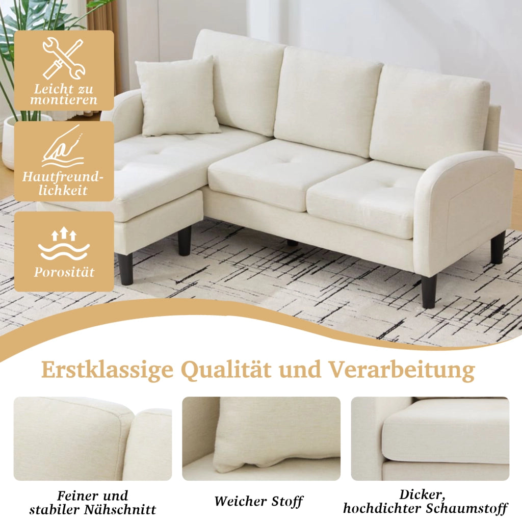 DIVANO ANGOLARE Modulare 166 x 118 x 77 cm Beige chiaro