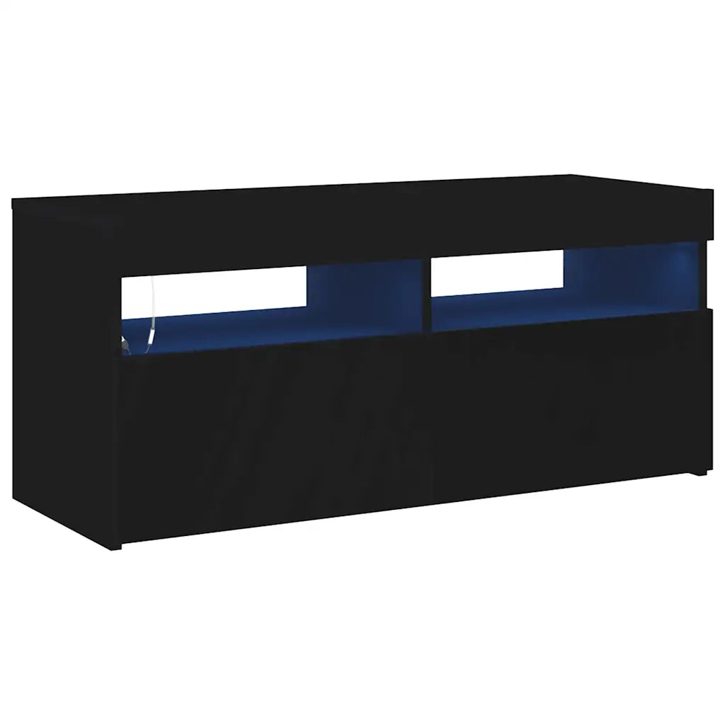 Mobile Porta TV con Luci LED-Credenza TV Nero 90x35x40 cm