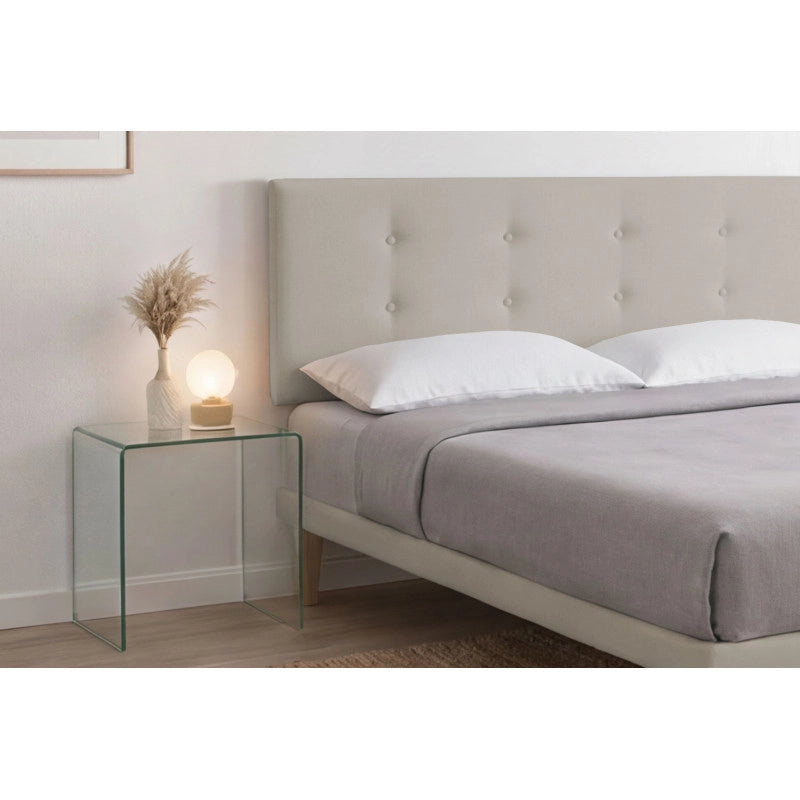 Letto imbottito Matrimoniale 180x190 cm Button - Similpelle,Tortora,Con rete