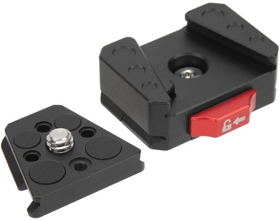 Tavola di montaggio rapida Mini-V-Lock - Tavola di montaggio 38 mm - Antisway integrato - Per fotocamere DSLR - Resistente allo shock - Leggero - Tavola per fotocamere