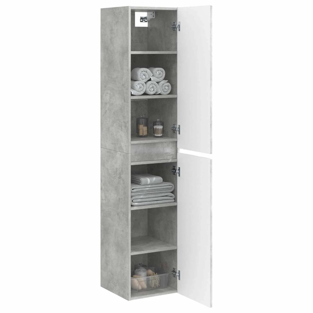 Mobiletto da Bagno a Muro Grigio Cemento 33 x 34,5 x 160 cm 890515