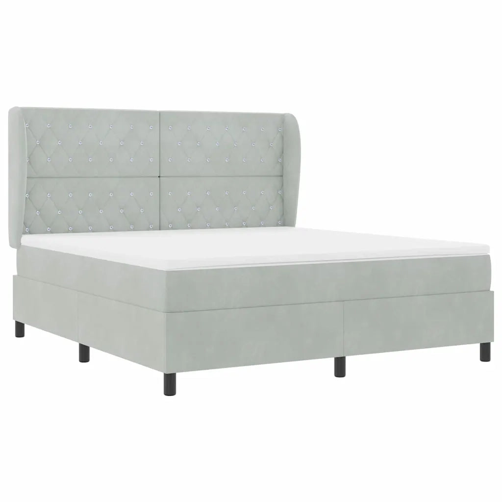 Letto a molle con materasso Grigio chiaro 200 x 180 cm Velluto 3340886
