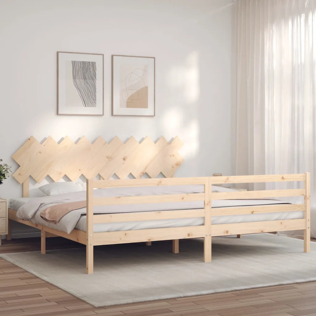 Giroletto con Testiera-Struttura Letto con testiera 200x200 cm in Legno Massello 872752