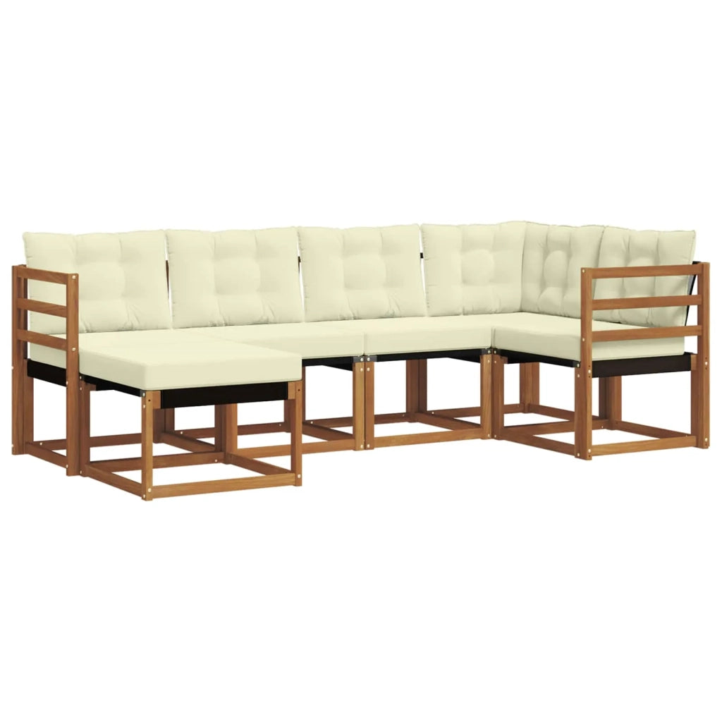 Set di divani da esterno con cuscino 6 pcs Naturale e Crema