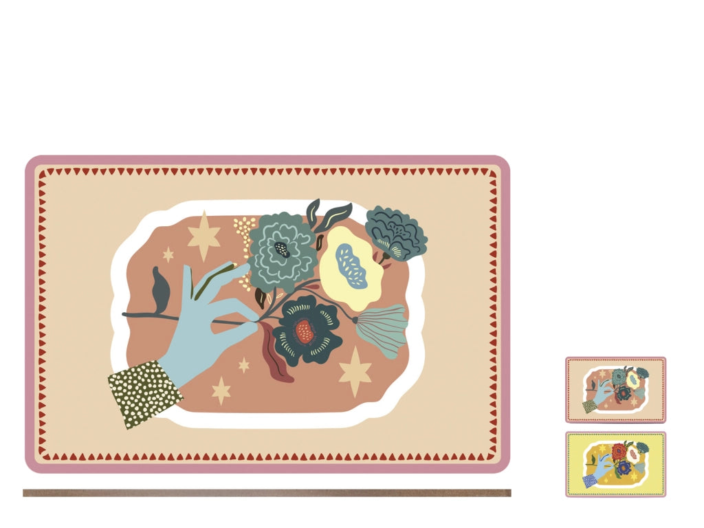 Set due tovagliette gipsy In sughero decoro fiore 43x28 cm