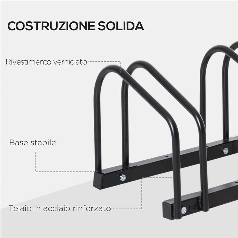 RASTRELLIERA PORTABICICLETTE PARCHEGGIO PER 4 BICICLETTE IN ACCIAIO 110X33X27 CM