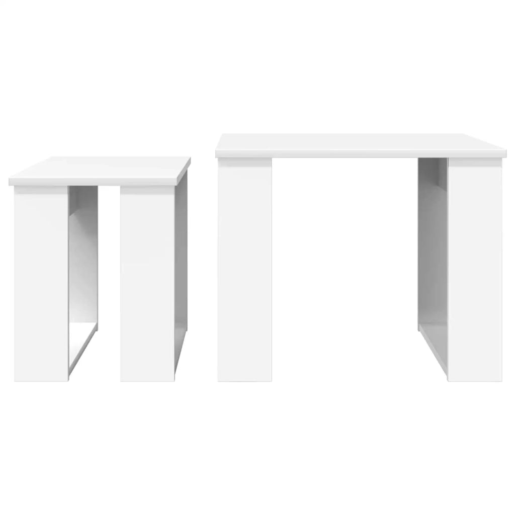 Set di 2 pz Tavolini da salotto | Tavolino da caff¨¨ | Tavolino da Soggiorno Bianco Legno multistrato