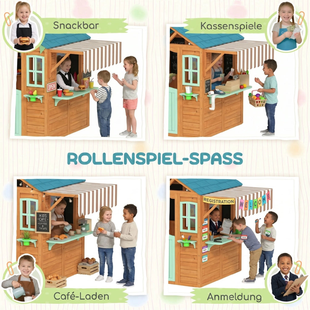 Casetta gioco bambini da esterno con banco vendita ¨C Xylo ¨C 142x120x141cm legno multicolore