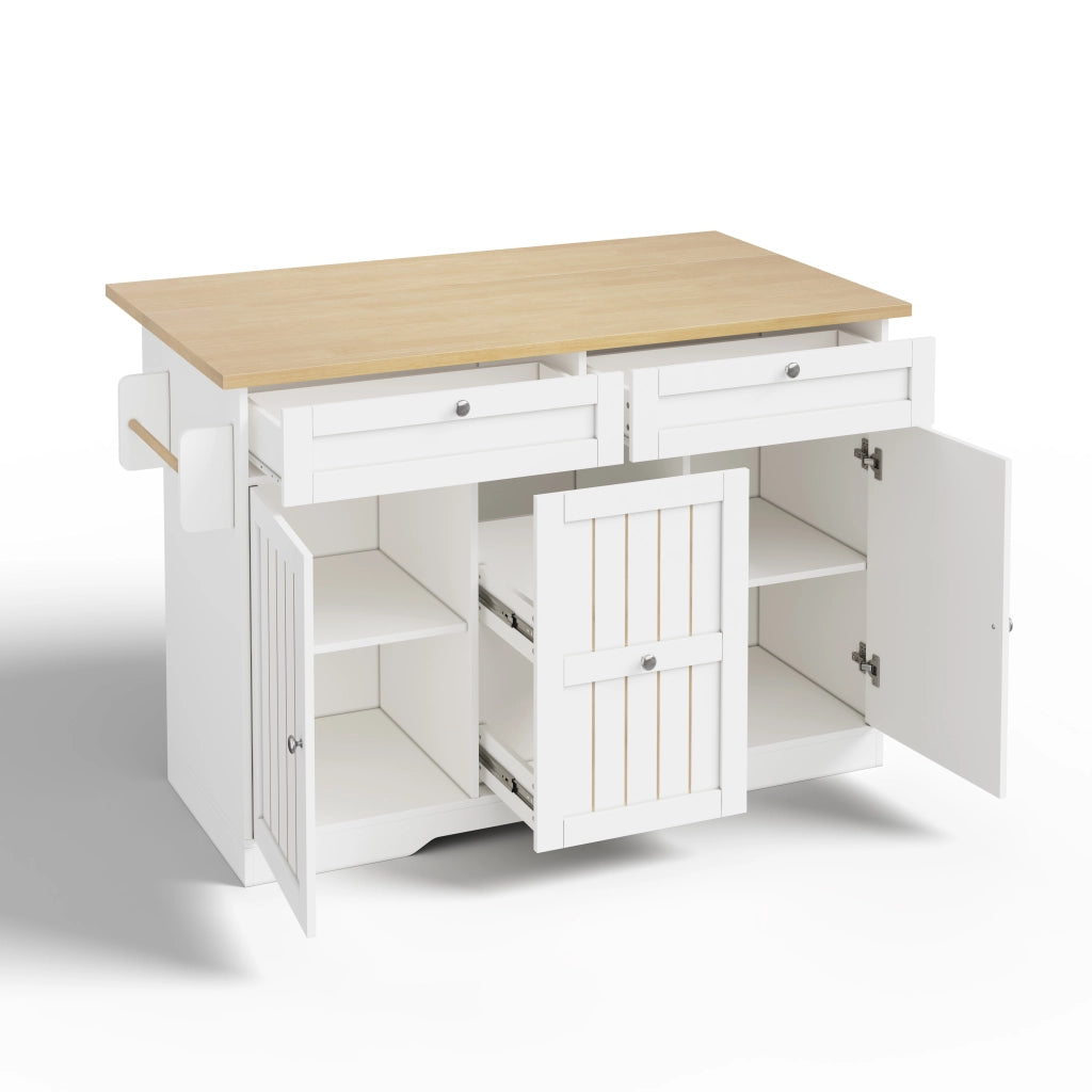 Isola cucina mobile con piano richiudibile, cassetti verticali e ruote bloccabili, 120 x 45(70) x 92 cm