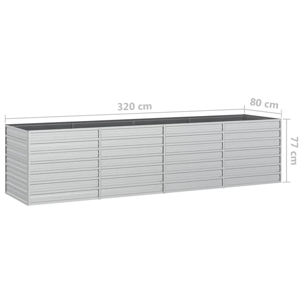 Fioriera rialzata per piante fiori patio giardino 320 x 80 x 77 cm acciaio zincato argento 02_0039435