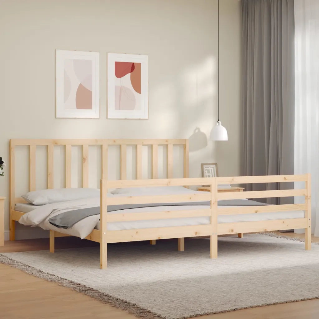 Giroletto senza Materasso-Struttura Letto 200x200 cm in Legno Massello di Pino 254314
