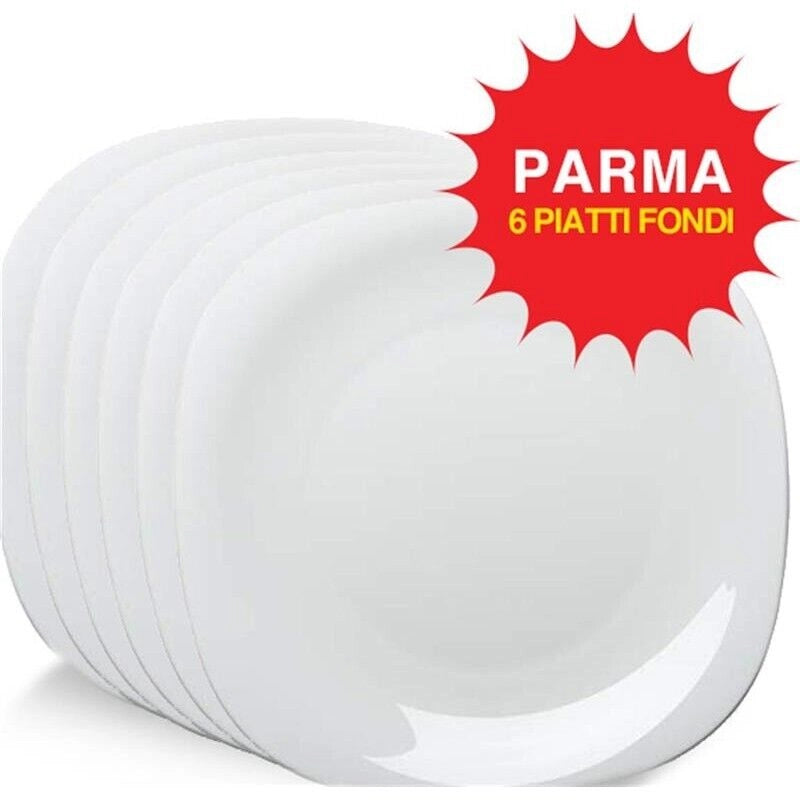 6 PIATTI FONDI LINEA PARMA ROCCO BORMIOLI IN OPALGLASS BIANCO QUADRATI 22,5CM
