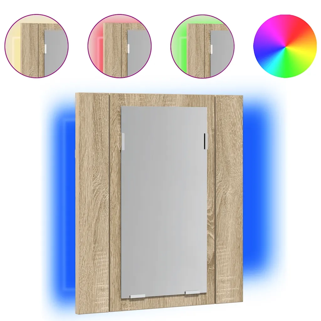 Armadietto a Specchio con Luci LED Rovere Sonoma 40x12x45 cm cod mxl 76787