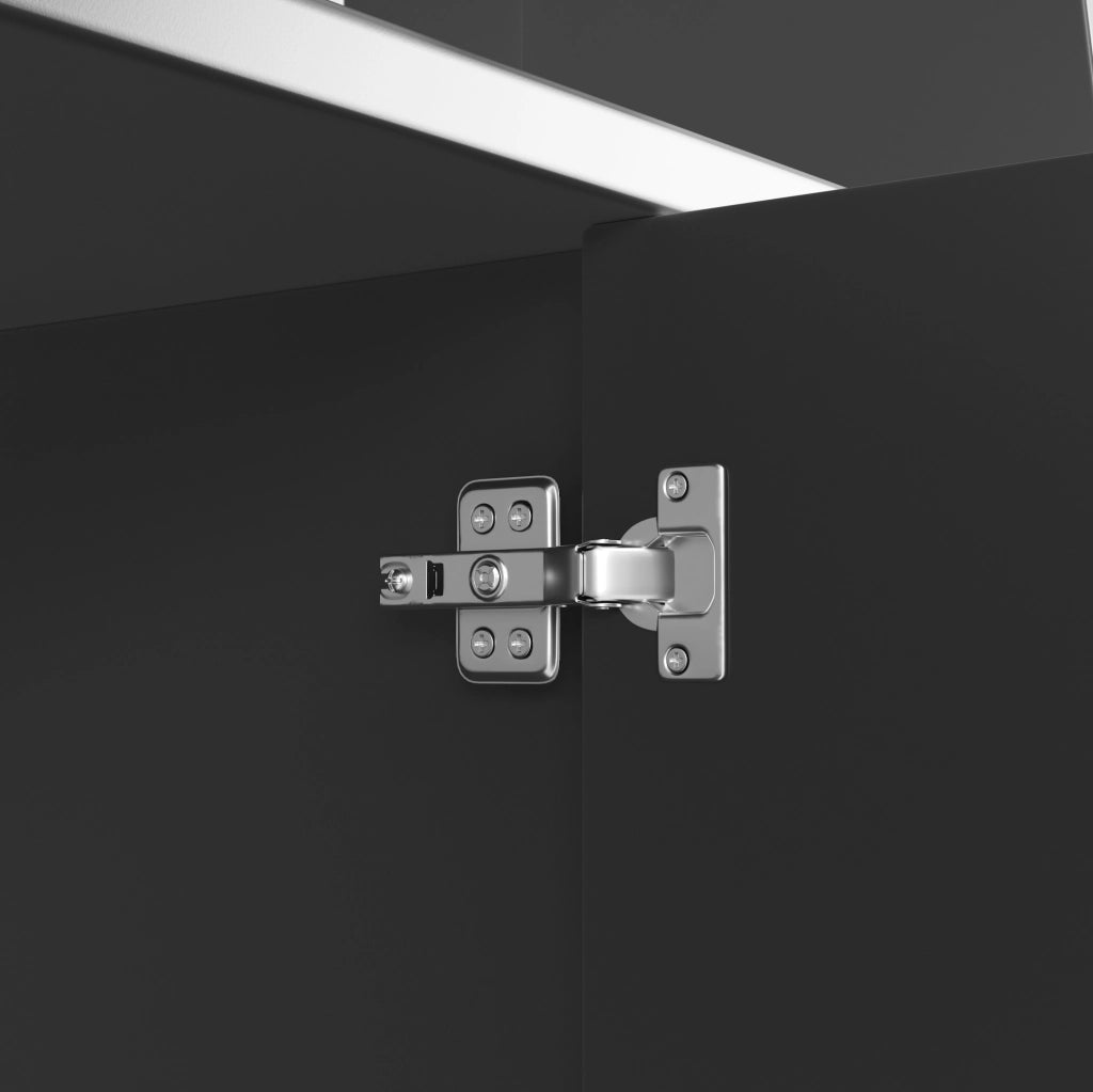 Mobile da cucina alto 130x45x180 cm in MDF nero con contenitore e LED