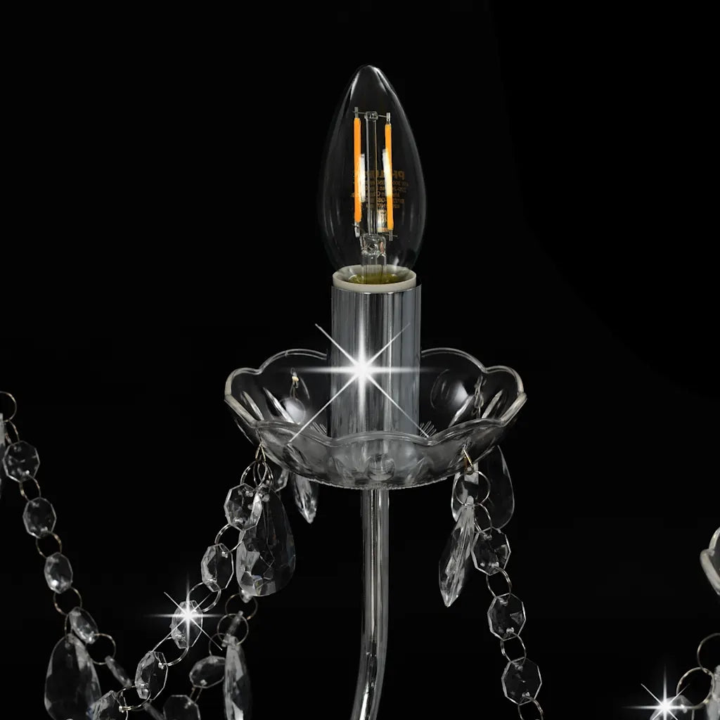 Lampadario con Perline Argento 12 Lampadine E14 CFW2656458