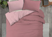 Copripiumino No Stiro Tinta Unita Bicolor Microfibra Effetto Manopesca Francesca - Matrimoniale - Zephir-Orchidea