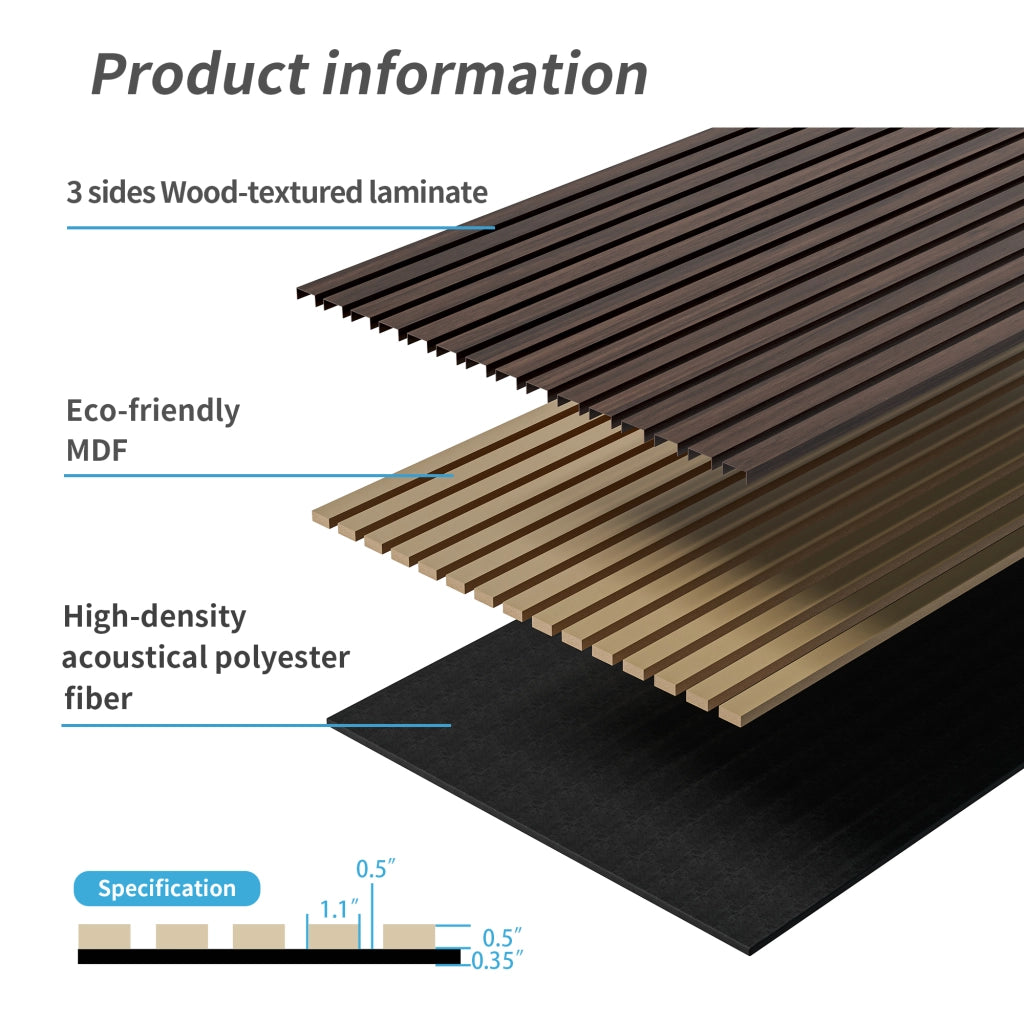 Pannelli Fonoassorbenti a Doghe in Legno 3D ¨C MINIMAL ¨C Noce Scuro 115x60cm