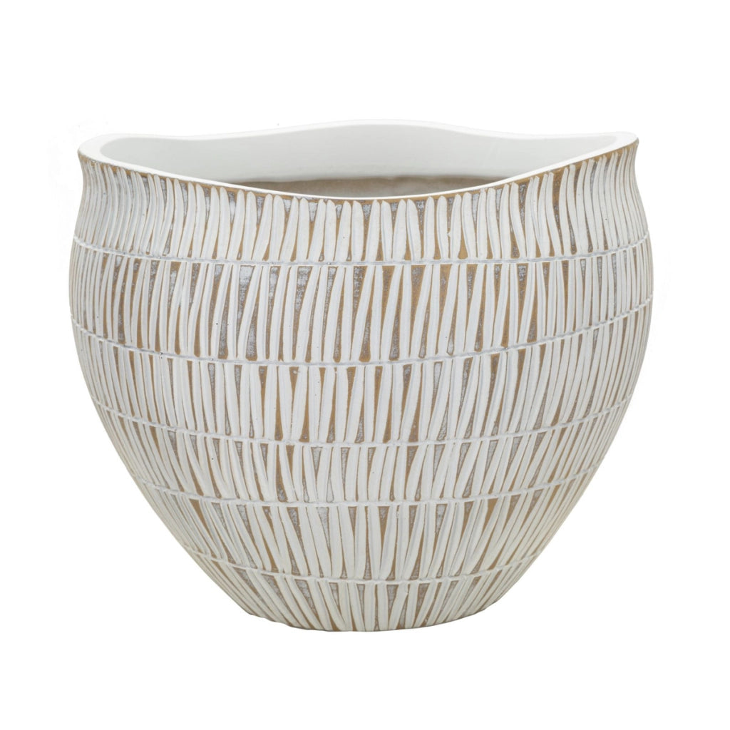 Vaso Decorativo VKH669, Bianco, Poliresina, 30,5x30,5x24,5 cm