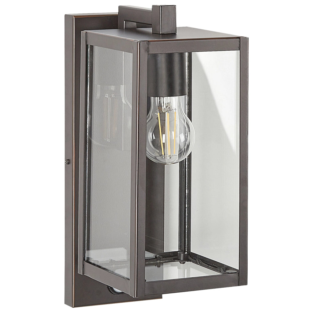 Lampada da parete esterna in metallo nero e vetro con sensore di movimento 33 cm stile moderno giardino