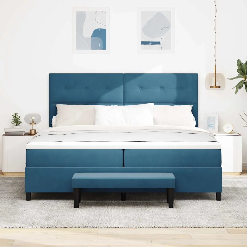 Letto a molle con materasso Blu scuro 200 x 200 cm Velluto 3344538