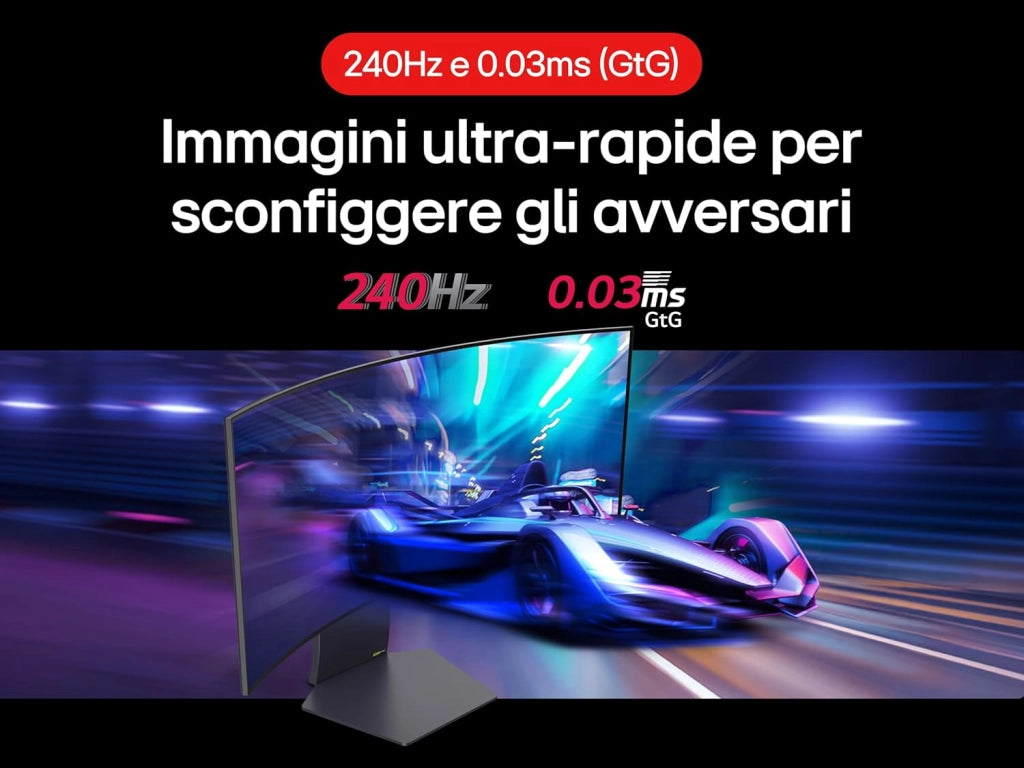 UltraGear OLED 34GS95QE Monitor Gaming 34", 21:9 Curvo (800R), WQHD (3440x1440), OLED, 240Hz, 0,03ms (GtG), G-Sync, FreeSync Premium Pro, HDR 400 True Black, HDMI 2.1, DisplayPort, Nero