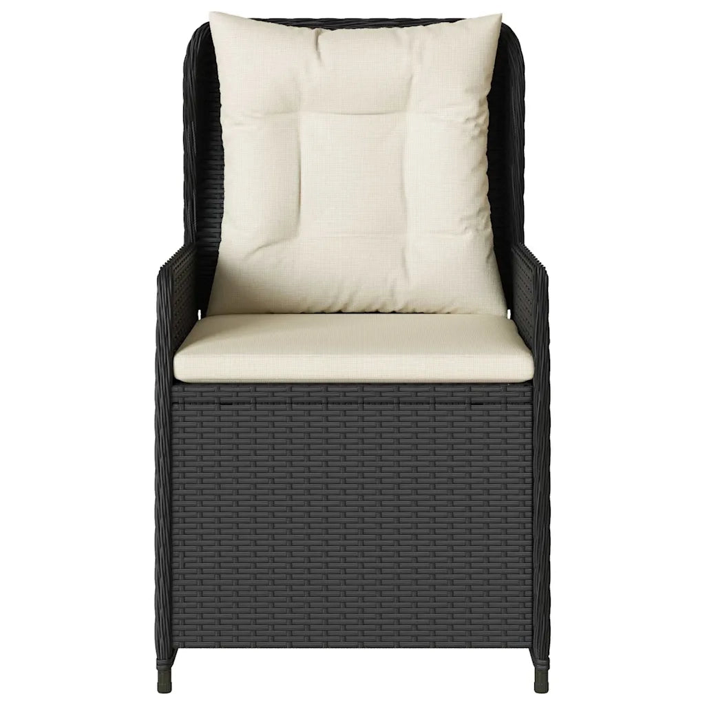 Sedie da Giardino Reclinabili 2 pz | Sedie da Esterno Nere in Polyrattan