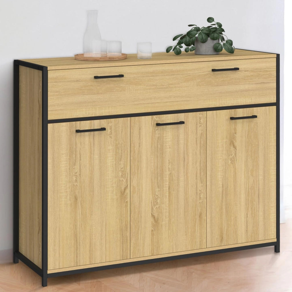 DETROIT Credenza da 100 cm con 3 ante e 1 cassetto, design industriale