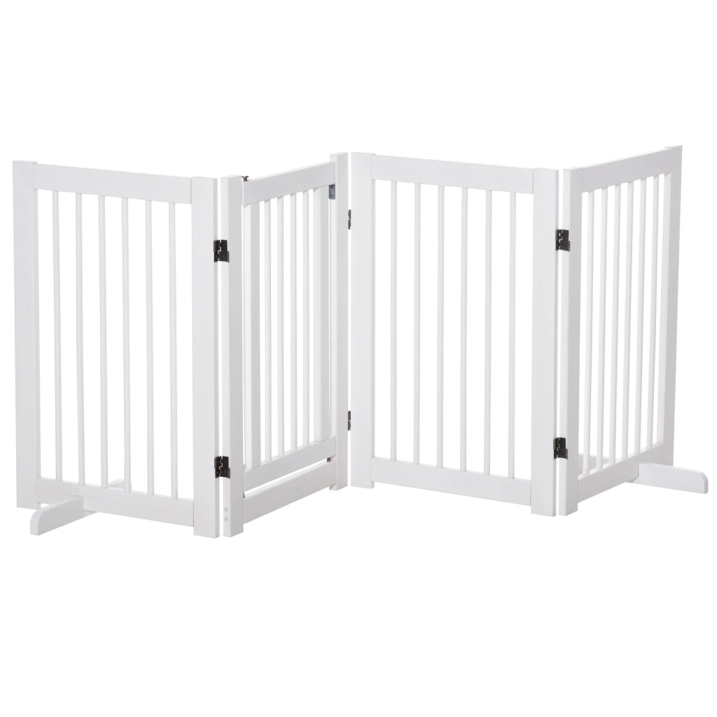 Barriera di sicurezza per cani pieghevole in legno per scale e porte ¨C zephmum ¨C 204x36x75 cm bianco