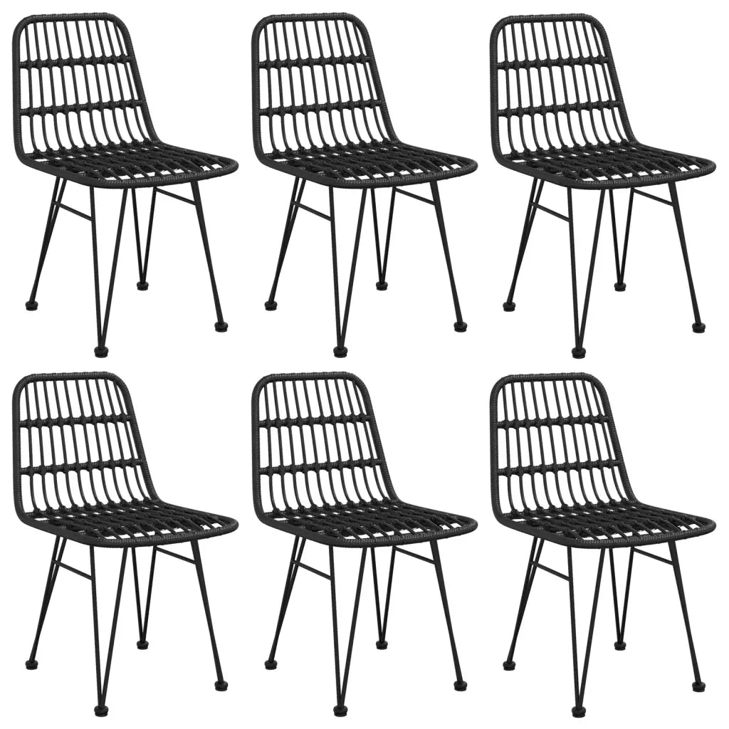 Set da Pranzo da Giardino 7 pz Nero in Polyrattan 3157898