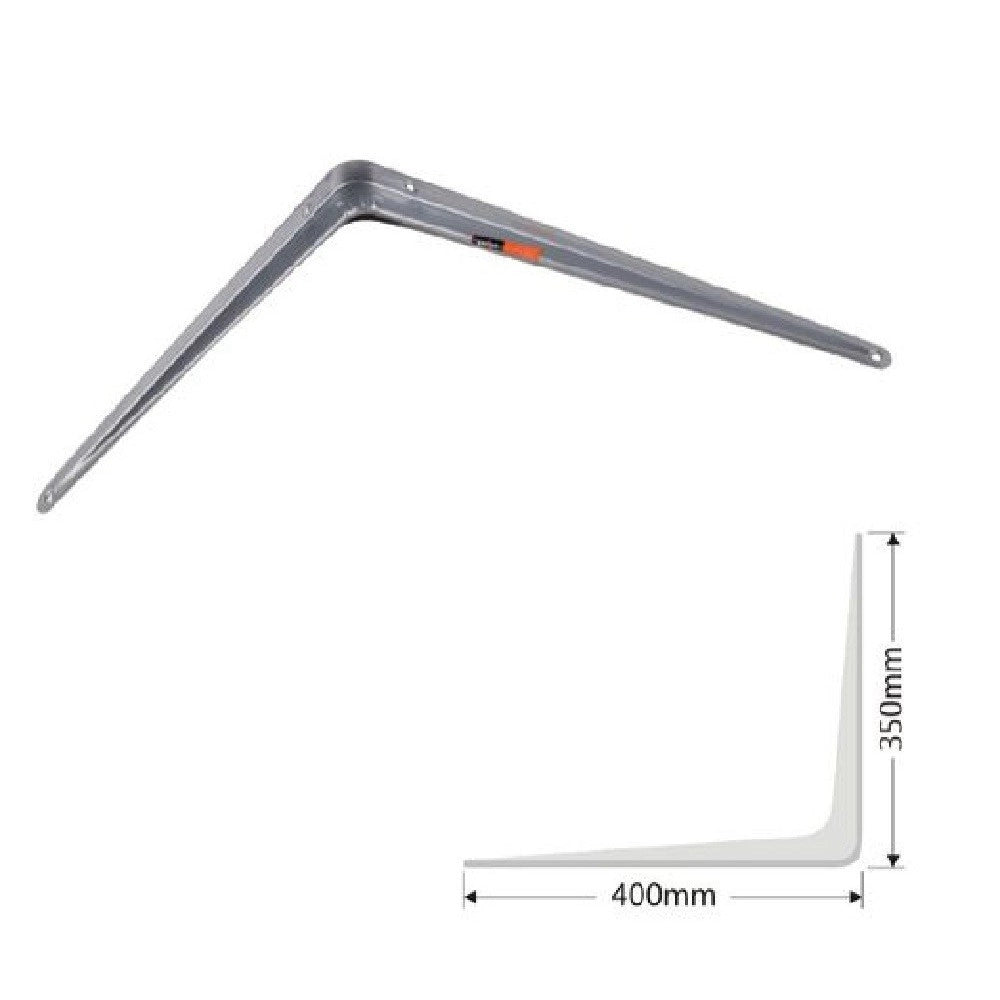 Trade Shop - Set 2pz Reggimensola Supporto Staffa Triangolo Mensola Metallo 40cm Grigio 91267 -