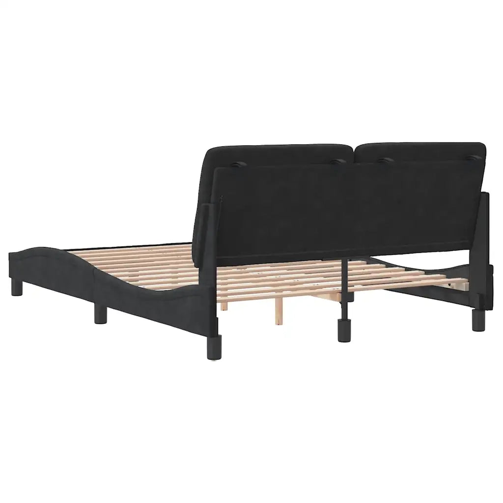 Giroletto senza Materasso-Struttura Letto Nero 140x200 cm in Velluto 350362