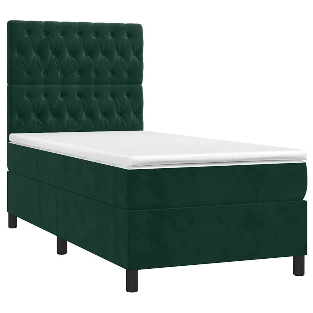 Giroletto a Molle con Materasso Verde Scuro 100x200 cm Vellutocod mxl 123786