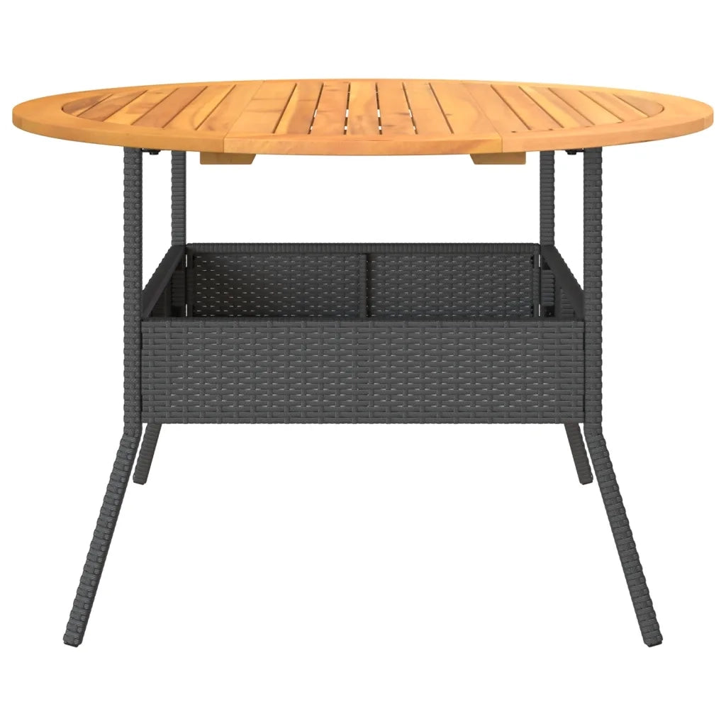 Tavolo Giardino Piano Legno Acacia Nero Ã˜110x71 cm Polyrattan
