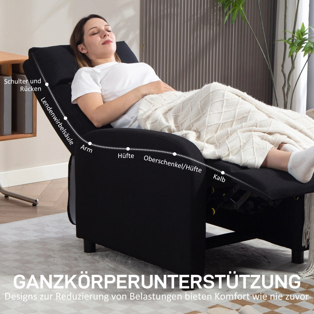 Poltrona Relax Reclinabile Massaggiante in Tessuto ¨C Zephmum ¨C Nero