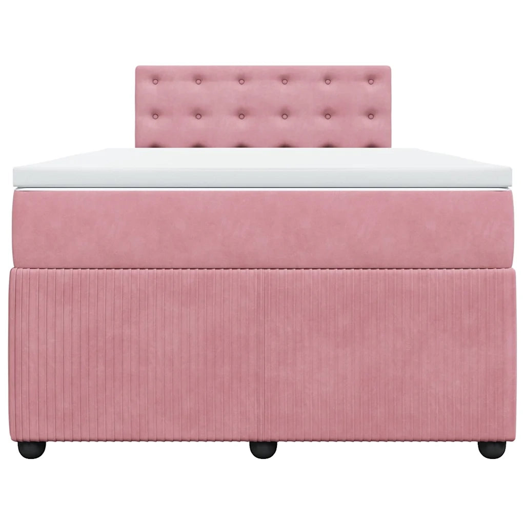 Giroletto a Molle con Materasso Rosa 120x190 cm in Velluto