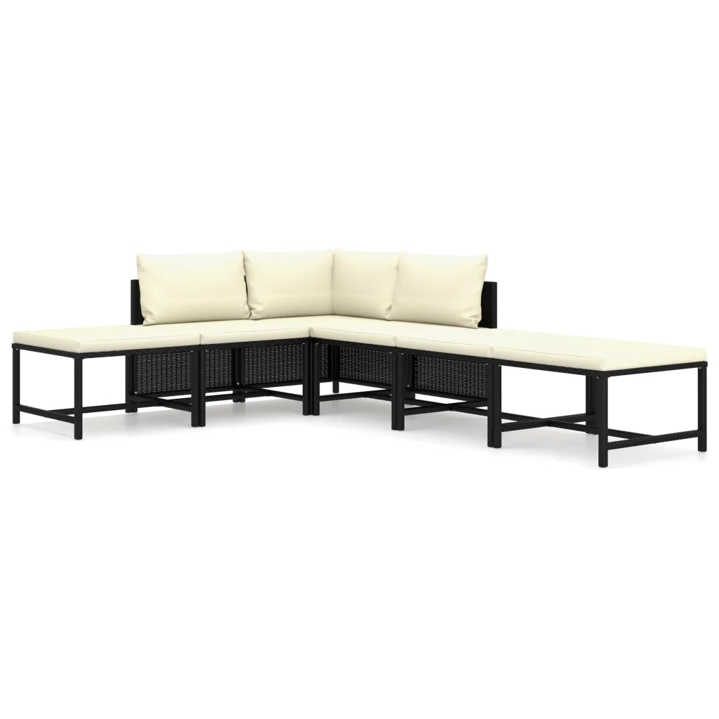 Set Divani da Giardino 6 pz con Cuscini in Polyrattan Nero cod mxl 41550