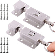 2 Pezzi di Bottone di Bloccaggio a Cerniera con Blocco Automatico in Acciaio Inossidabile con Cerniera Automatica Caricata, Blocco Automatico con Schlitz con Viti per Bagno, WC, Porte di Camera da Letto, Lavatrice