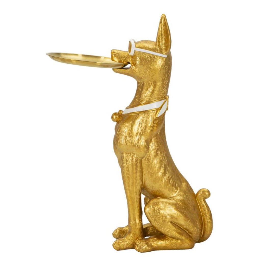 Vassoio Cane 17, Oro, Poliresina, 27x51x74 cm