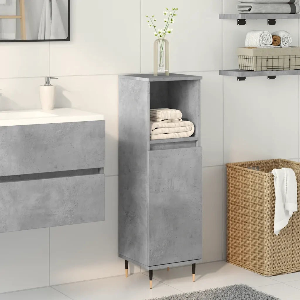Armadietto da Bagno Grigio Cemento 30x30x100 cm in Truciolato 857204