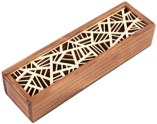 Organizzatore multifunzionale in legno con coperchio rimovibile vintage - 19,5 x 5,6 x 4 cm - Scatola di conservazione