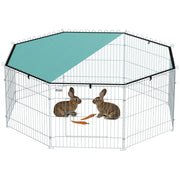 Recinto per Cani 8 Pannelli con Tetto ¨C Zephmum ¨C Verde Argento 60H
