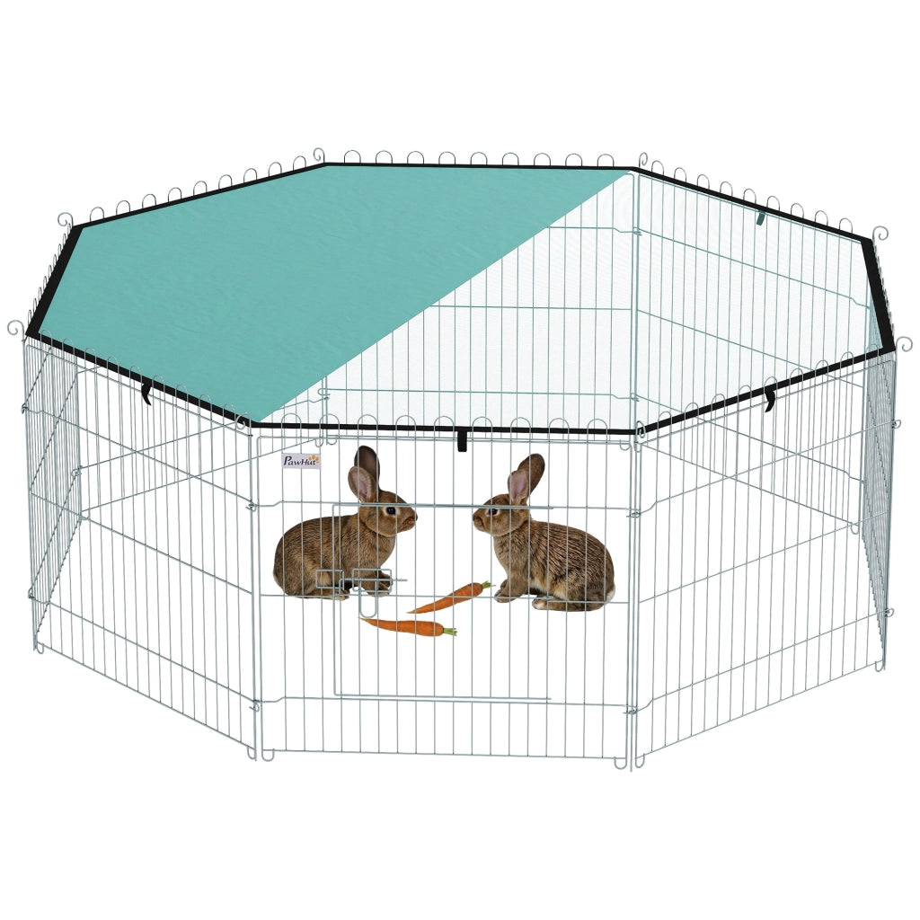 Recinto per Cani 8 Pannelli con Tetto ¨C Zephmum ¨C Verde Argento 60H
