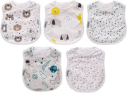 Slabbettoni impermeabili, 5 pezzi - 100% doppio strato cotone e slabbettoni impermeabili per bambini, ideali per l'alimentazione dei bambini, multicolore (SMALL 0-12)