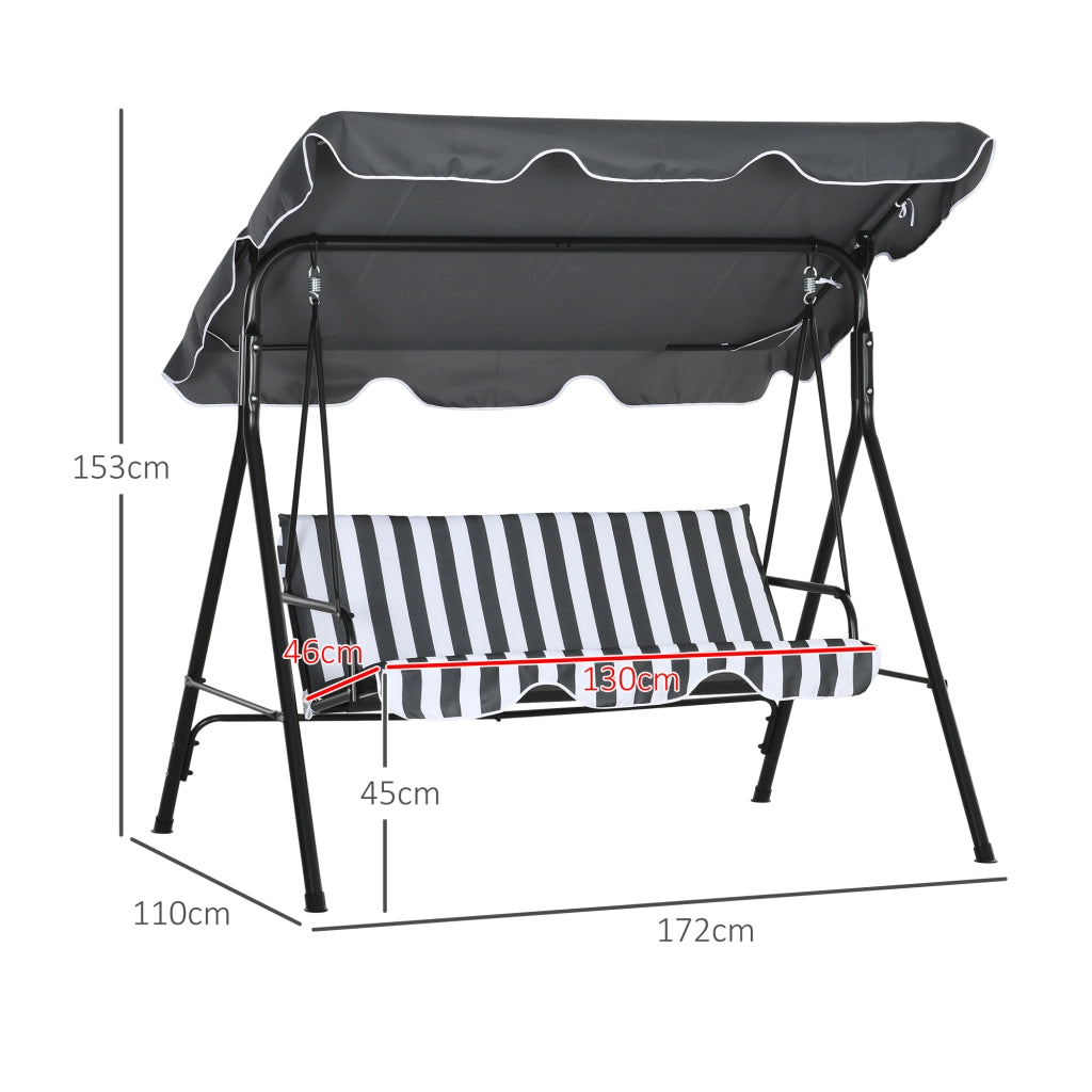 Altalena da giardino 3 posti con tetto ¨C zephmum ¨C Grigio e bianco 172x110x153 cm
