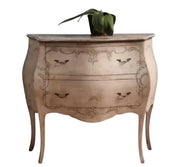Como' bombato 2 cassetti laccato avorio invecchiato con decori misure l.94 p.42 h.80 - Mobili 2G