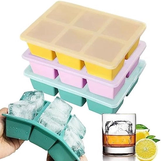 Grosse Forme a Ghiaccio con Coperchio Chiusura - Resistente al Lavarono Silicone