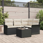 Set Divano da Giardino con archiviazione 5 pcs Nero polyrattan 3354016