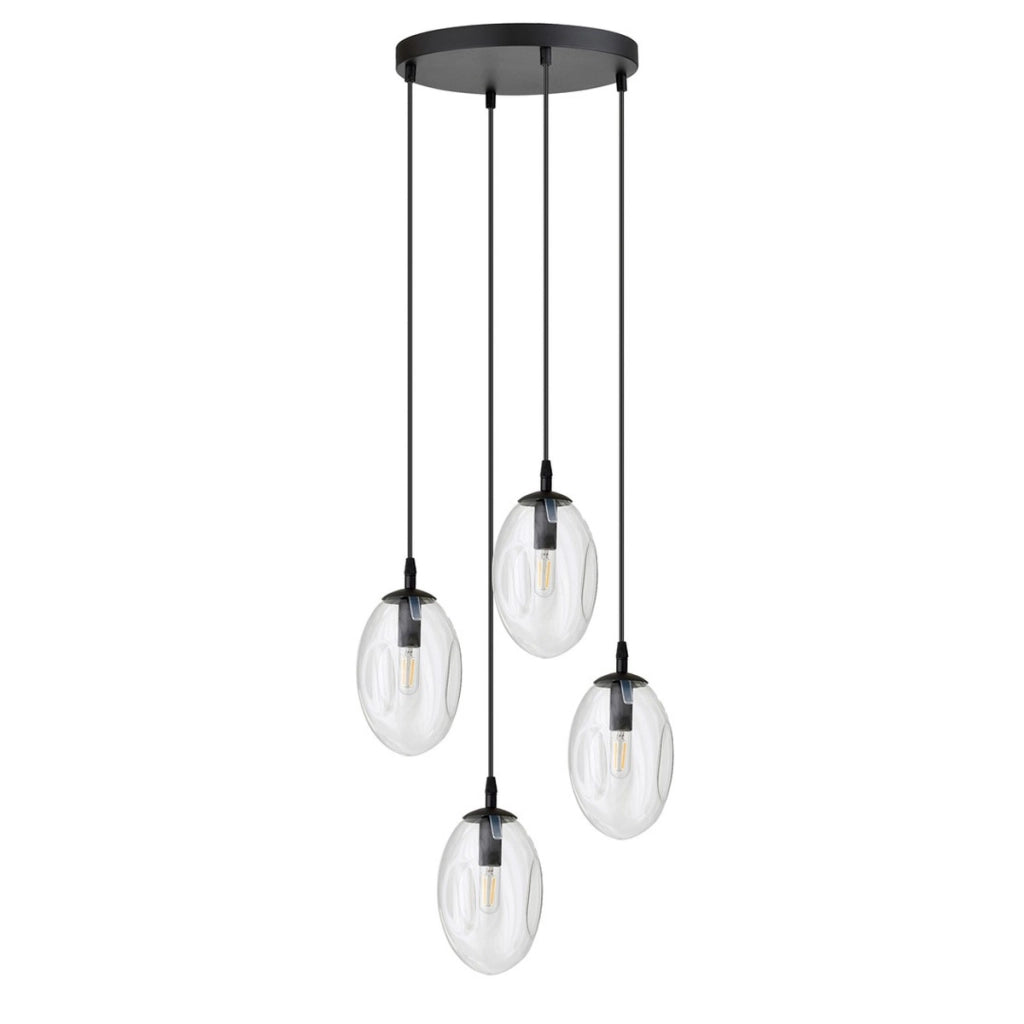 Lampada a sospensione Astral in acciaio nero e vetro