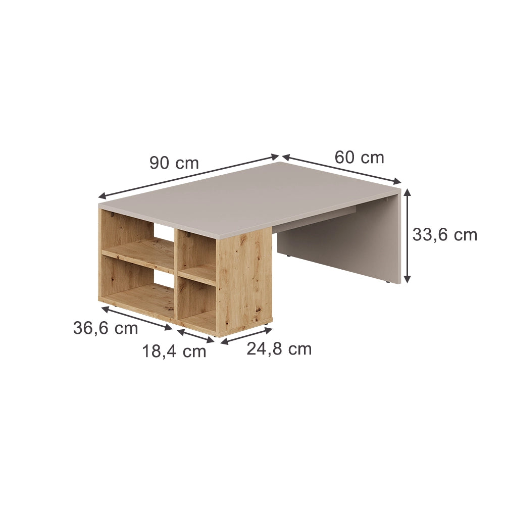 Vicco Tavolino da salotto Cachemire 90 x 60 cm con ripiani